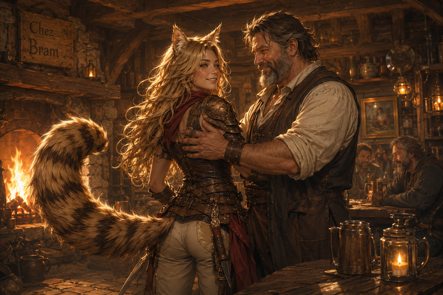 Lia et Bram dans la taverne