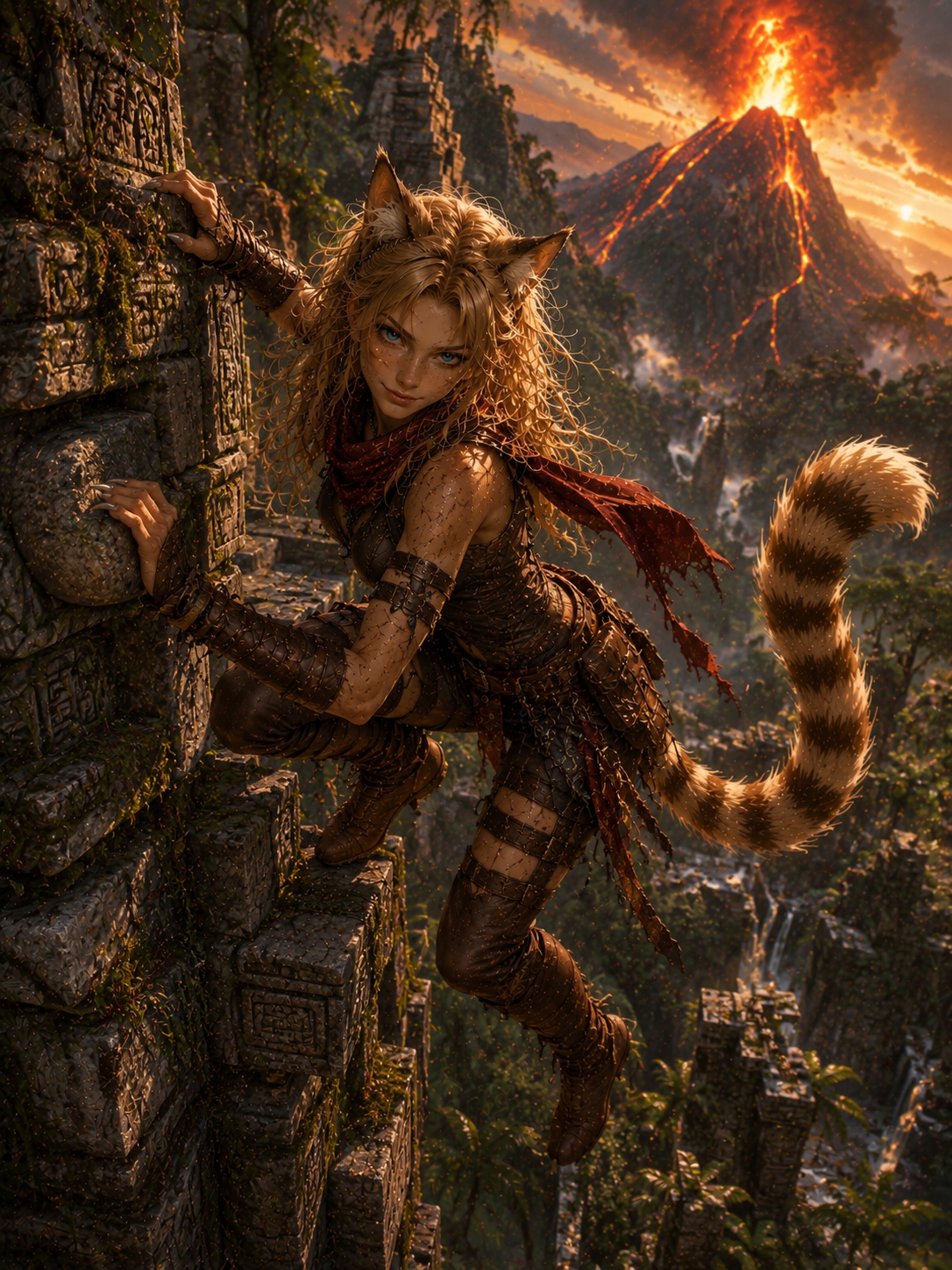 Lia dans une jungle volcanique